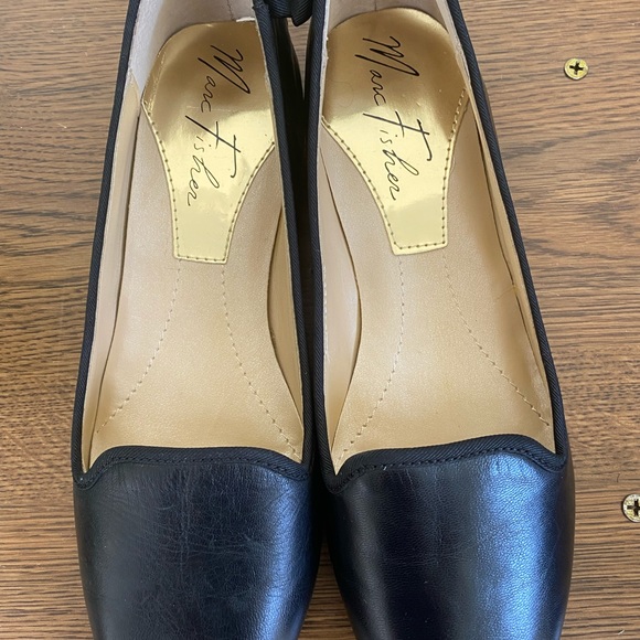 Marc Fisher Shoes - MARC FISHER BRANDY BLACK LEATHER LOAFERS